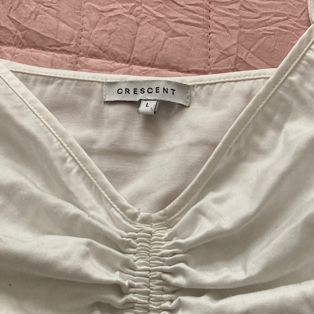 Crescent White Ruched Crop Top - Picture 3 of 5